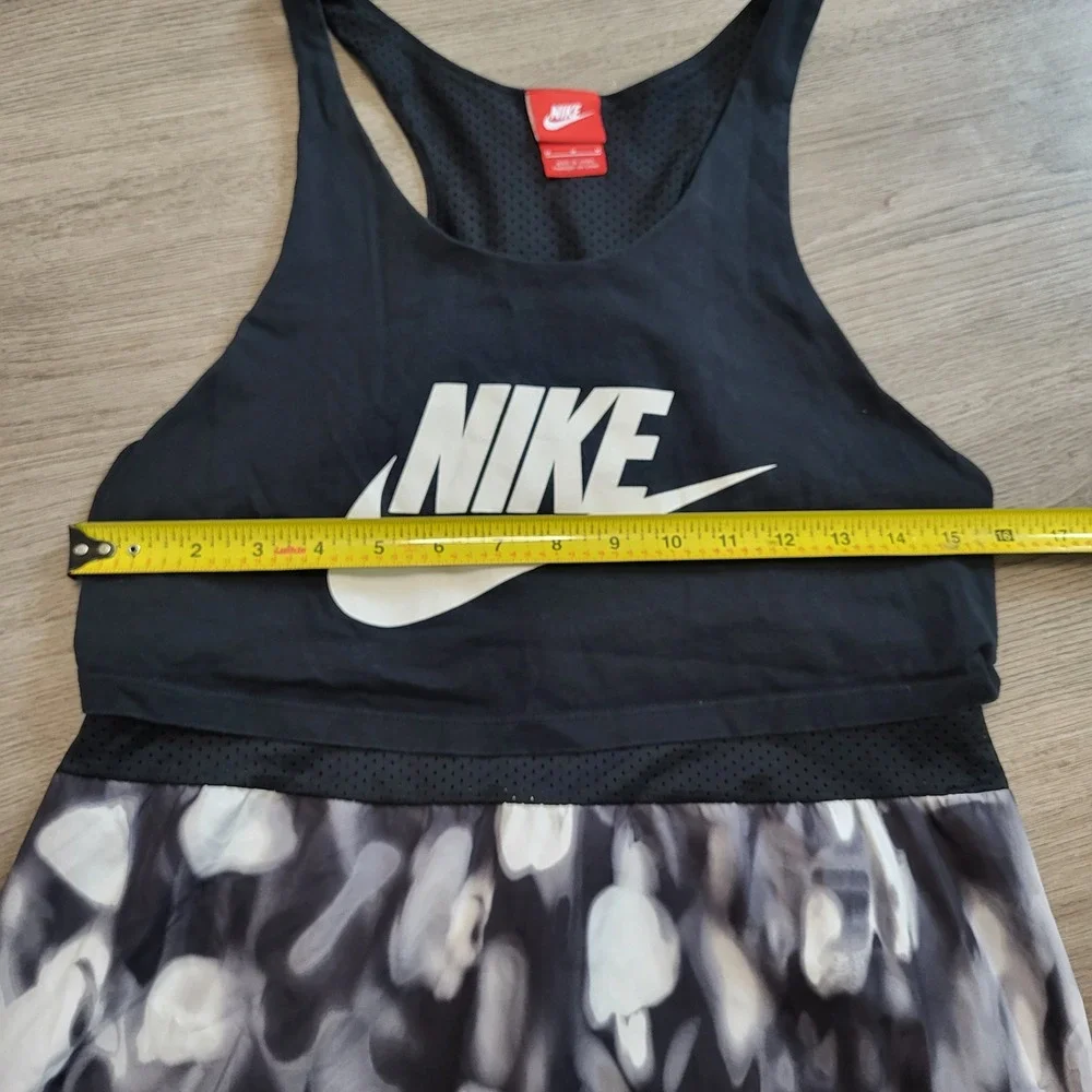 Nike Womens Racerback Layered Active Tank Top Black White Abstract Print Size M‎